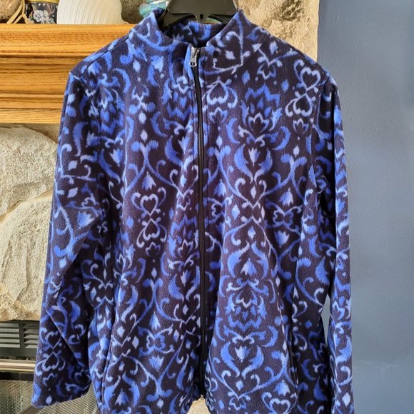 Basic Editions Tops - Basic Editions Blue Fleece Full Zip Jacket size 1X